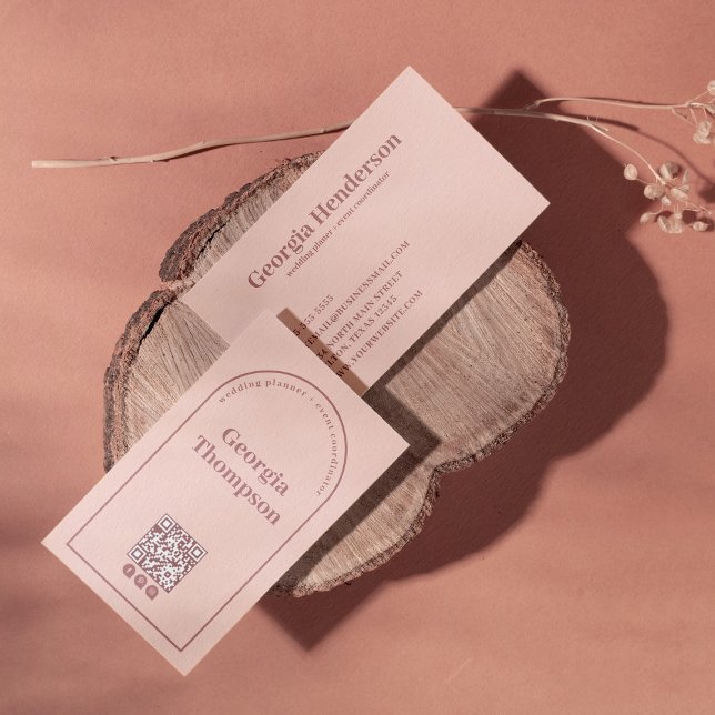 Cartão De Visita Mínimo cor-de-rosa e Rosa escuro (Criador carregado)