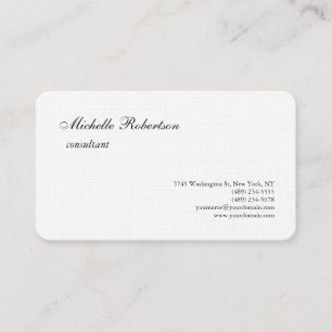 Cartão De Visita Mínimo da Planeta Branca Negra Linen Premium do Lu