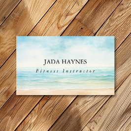 Cartão De Visita Mínimo de Aquarela de Praia Simples