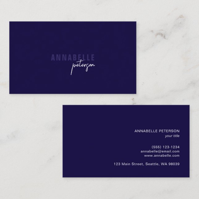 Cartão De Visita Mínimo de Azul Profissional Moderno Simples (Frente/Verso)