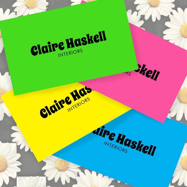 Cartão De Visita Mínimo de Chic do Verde limão Bold Script do rico (Fancy Script Bold Lime Green Brat Chic Minimal Business Card
)