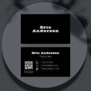 Cartão De Visita Mínimo de código QR branco preto