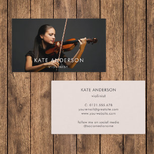 Cartão De Visita Mínimo de Foto Profissional Violinista