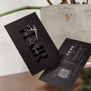 Cartão De Visita Mínimo de Hairstylist de Tesouras Pretas/Brancas