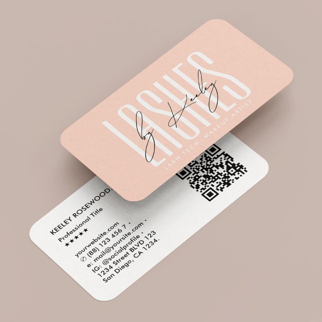 Cartão De Visita Mínimo de Lash Tech Makeup Artista Peach Modern (Minimal Lash Tech Makeup Artist Peach Modern Business Card
)
