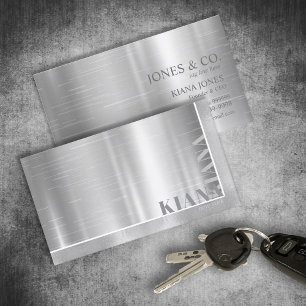Cartão De Visita Mínimo de Metal Sheen & Foil Silver Std ID791