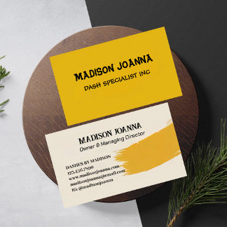 Cartão De Visita Mínimo de Monograma Amarelo Elegante