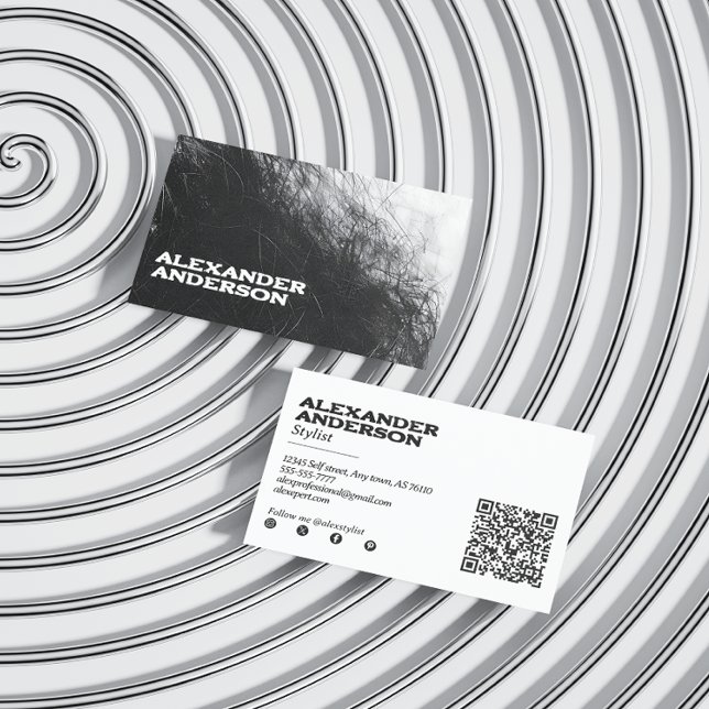 Cartão De Visita Mínimo de negro de carvão escribble profissional (Minimal Black Charcoal Scribble Professional Business Card)