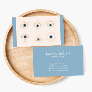 Cartão De Visita Mínimo de Salão Azul e Olhais Rosa Salão de Bela
