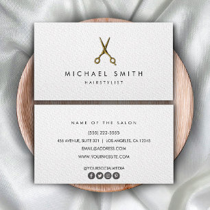 Cartão De Visita Mínimo de Tesoura do Hairstylist Preto Elegante