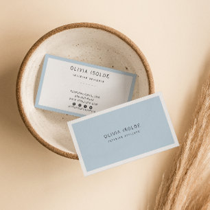 Cartão De Visita Mínimo de Trendy Moderna de Boho Azul Neutro