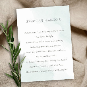 Cartão De Visita Mínimo Elegante Aqua Blue Watercolor Cuidados com 