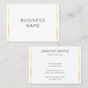 Cartão De Visita Mínimo Elegante Dourado Branco corporativo