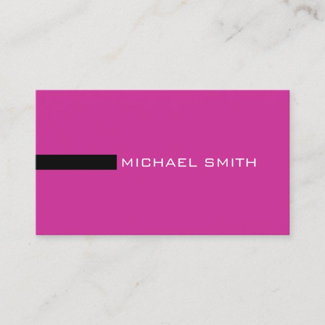 Cartão De Visita Mínimo Elegante moderno fuchsia real e negra (Frente)