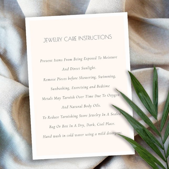 Cartão De Visita Mínimo Elegante Simples Blush White Jewelry Care (Criador carregado)