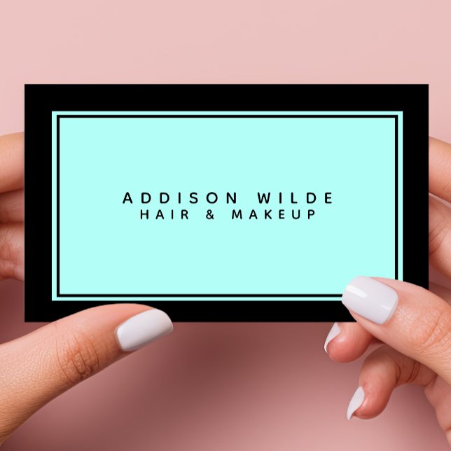 Cartão De Visita Mínimo Elegante Simples Teal Preto Moderno (Criador carregado)