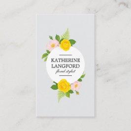 Cartão De Visita Mínimo Floral Wreath Beauty Salon Cinza