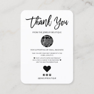 Cartão De Visita Mínimo - Logotipo branco preto Obrigado ao client