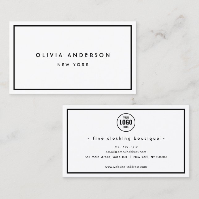 Cartão De Visita Mínimo Luxury Boutique Black/Ivory Business C (Frente/Verso)