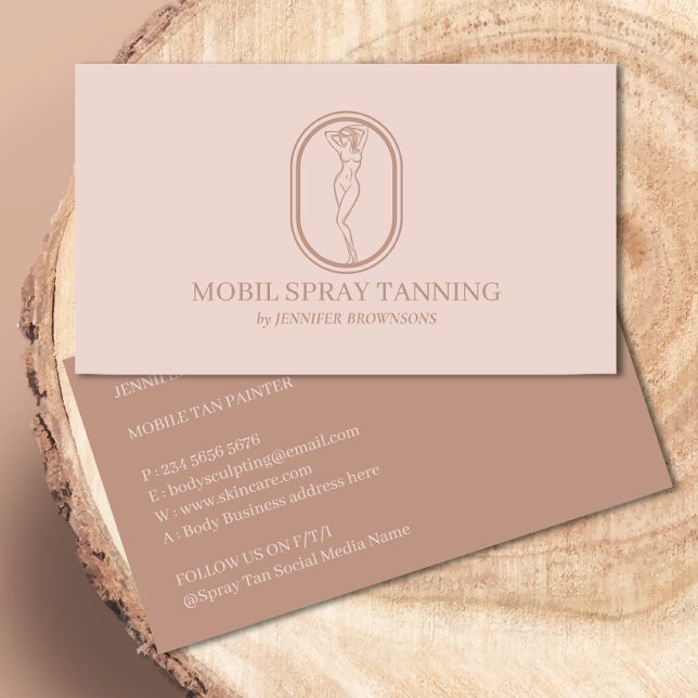 Cartão De Visita Mínimo Moderno Blush Spray Tan Body Skincare (Criador carregado)