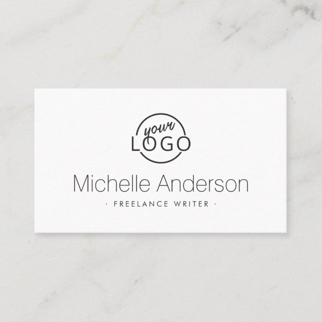 Cartão De Visita Mínimo moderno branco simples de logotipo personal (Frente)