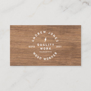 Cartão De Visita Mínimo moderno de madeira escuro da tipografia