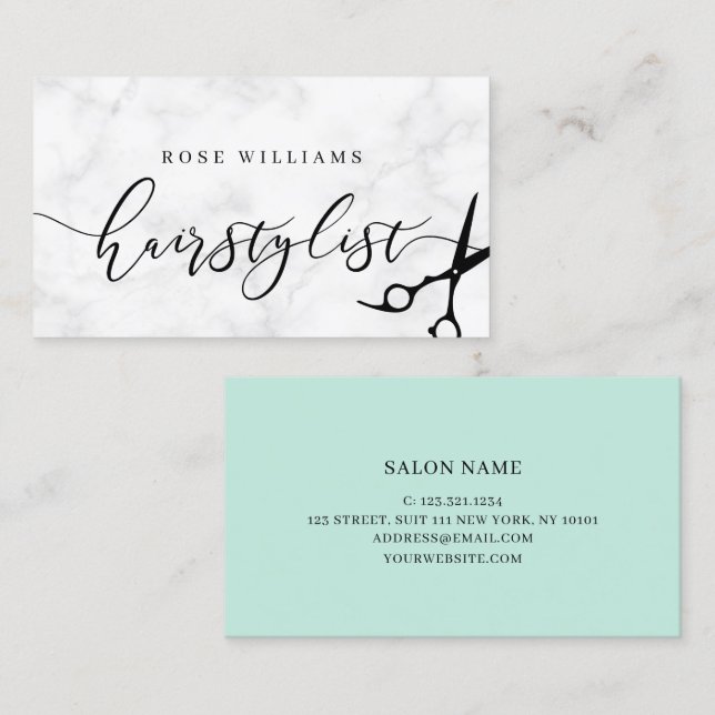 Cartão De Visita Mínimo moderno de mármore e martelo (Frente/Verso)