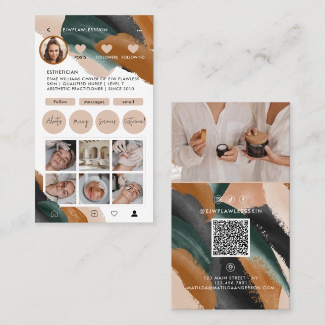 Cartão De Visita Mínimo moderno de na moda multifotografia CÓDIGO Q (Frente/Verso)