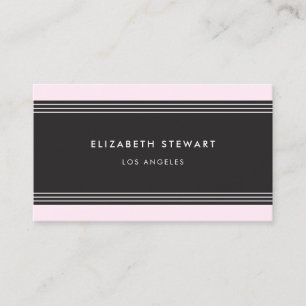 Cartão De Visita Mínimo Moderno preto e rosa profissional