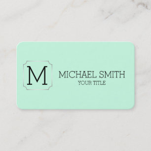 Cartão De Visita Mínimo Monograma Azul Aero Fundo