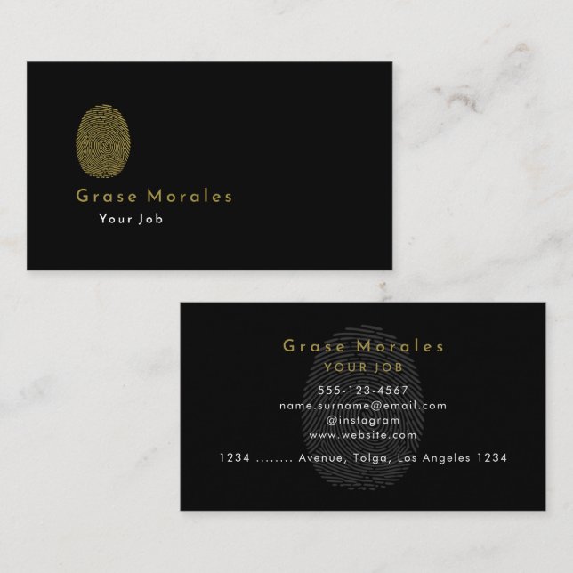 Cartão De Visita Mínimo Negro Simples e Moderno Profissional (Frente/Verso)