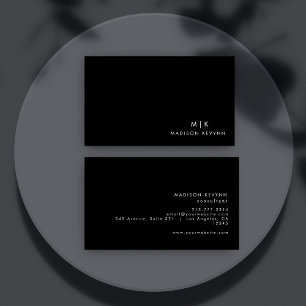 Cartão De Visita Mínimo Negro Simples e Moderno Profissional