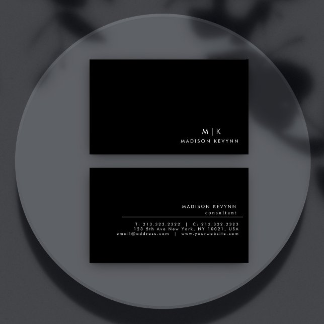 Cartão De Visita Mínimo Negro Simples e Moderno Profissional (Criador carregado)