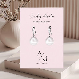 Cartão De Visita Mínimo Pink Pastel Inicial e Personalizado