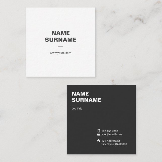 Cartão de visita mínimo profissional do quadrado (Frente/Verso)