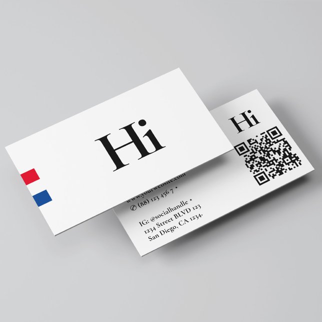 Cartão De Visita Mínimo profissional Hi Monograma Vermelho Azul (Minimal Professional Hi Monogram Red White Blue Business Card
)