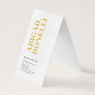 Cartão De Visita Mínimo profissional ousado, ouro moderno e branco