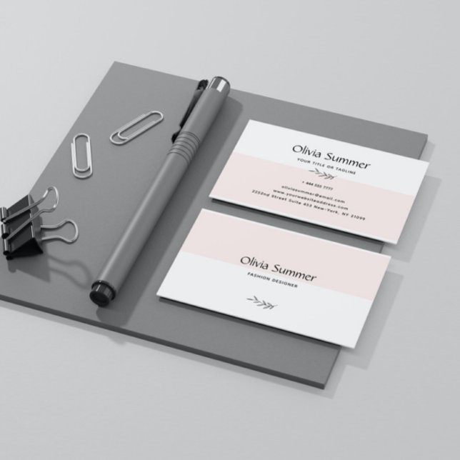 Cartão De Visita Mínimo Rosa E Branco (Criador carregado)