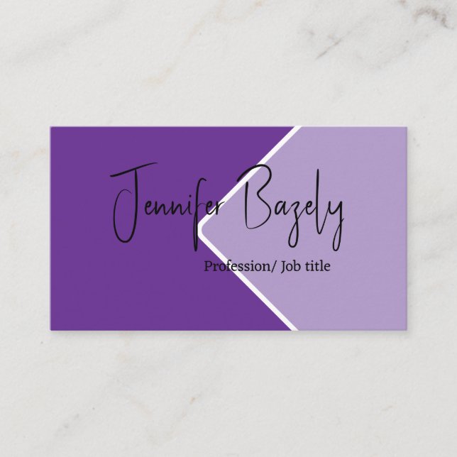 Cartão de visita mínimo roxo e lilás negrito (Frente)
