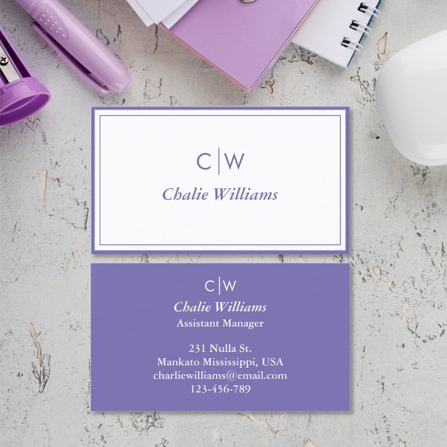 Cartão De Visita Mínimo roxo médio, 2 bordas (Criador carregado)