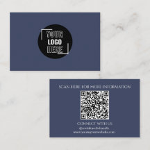 Mínimo seu logotipo Aqui Marinho Código QR Azul