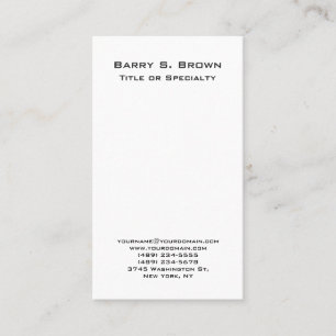 Cartão De Visita Mínimo Simples Branco Preto Vertical