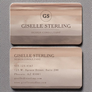 Cartão De Visita Mínimo Taupe Brown Watercolor Professional