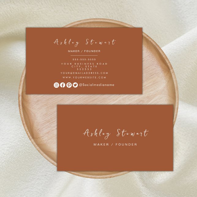 Cartão De Visita Mínimo Terracotta Moderna Marca Profissional (Criador carregado)