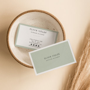 Cartão De Visita Mínimo Verde Moderno e Neutro de Trendy Exclusivo