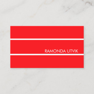 Cartão De Visita Mínimo Vermelho e Branco Limpo Simples