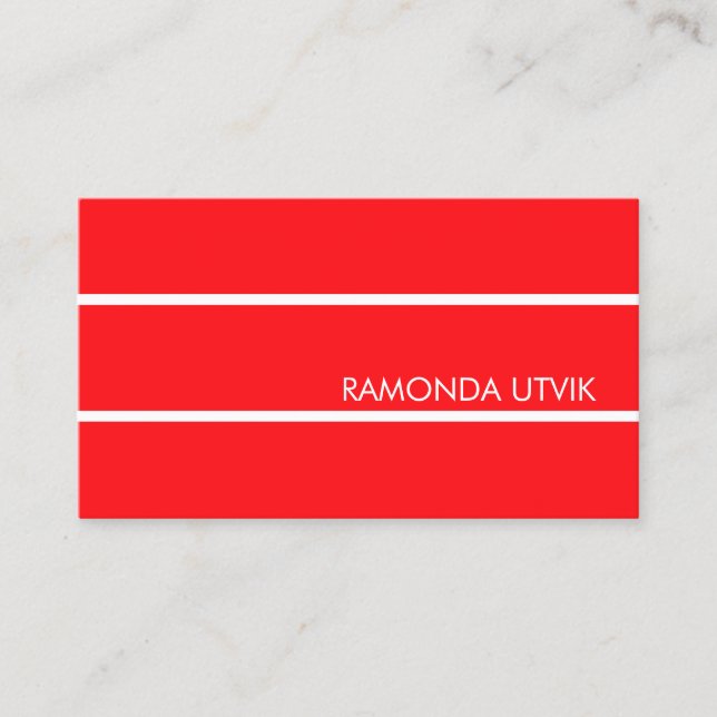 Cartão De Visita Mínimo Vermelho e Branco Limpo Simples (Frente)
