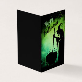 Cartão De Visita Miniplaca de bruxa e caldeirão na sala de aula de 