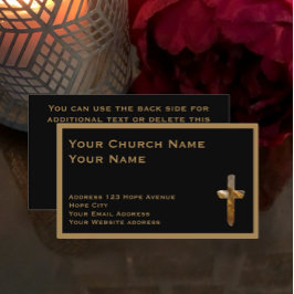 Cartão De Visita Ministro da Igreja Cristã Tan Black Na moda Cross
