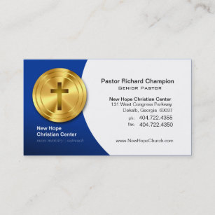 Cartão De Visita Ministro/pastor cristãos transversais dourados do